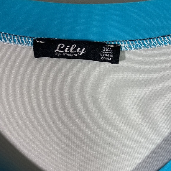 Lily by Firmiana Black w Blue Accent V Neck Top Size 3XL - Picture 5 of 8